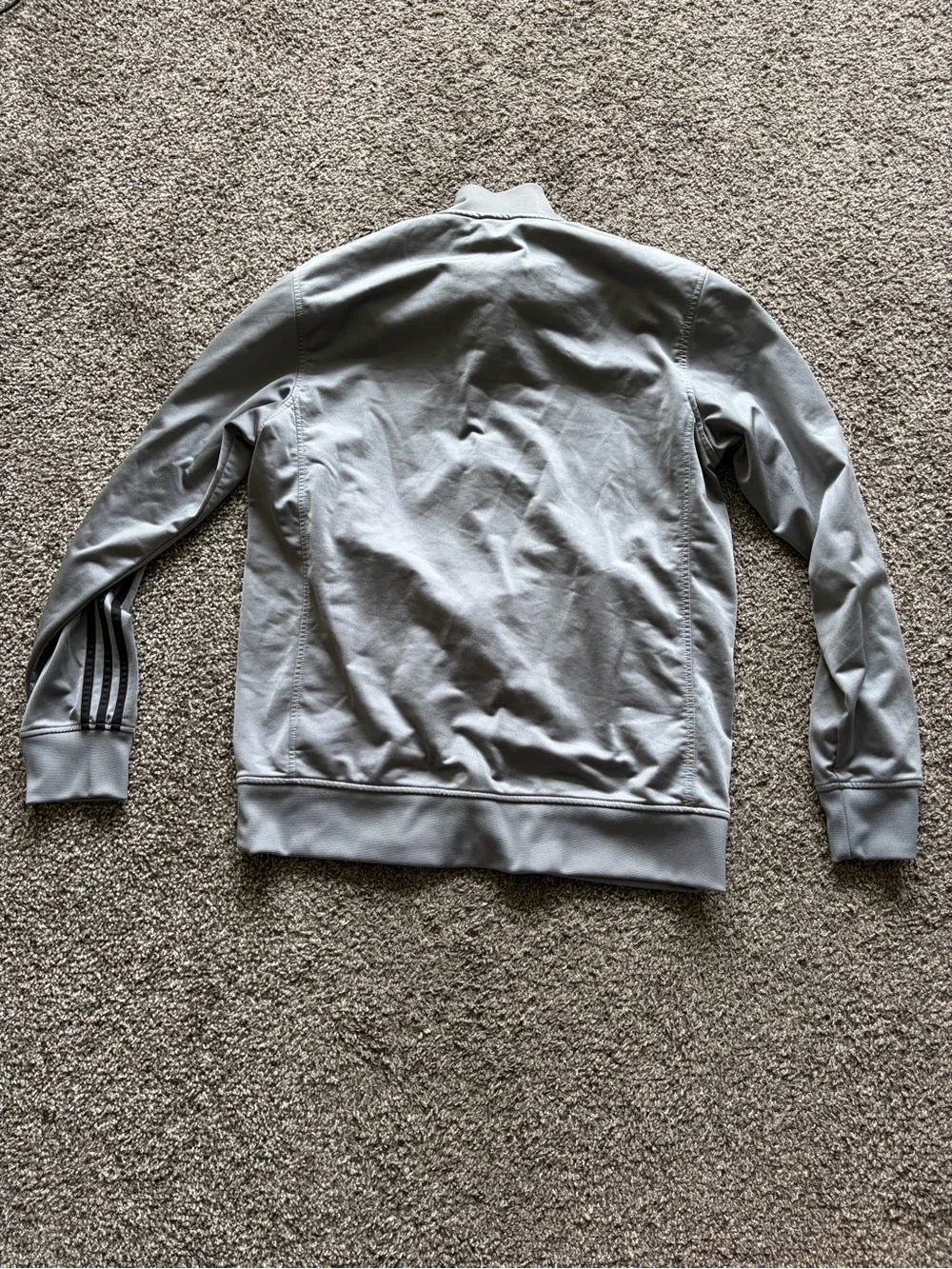 adidas Light Gray Track Jacket with Black Stripes